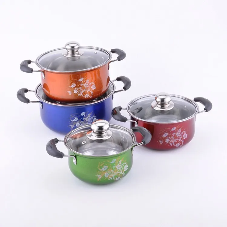 4pcs Indian Colorful Design Stainless Steel Cooking Pot Cookware Sets ...