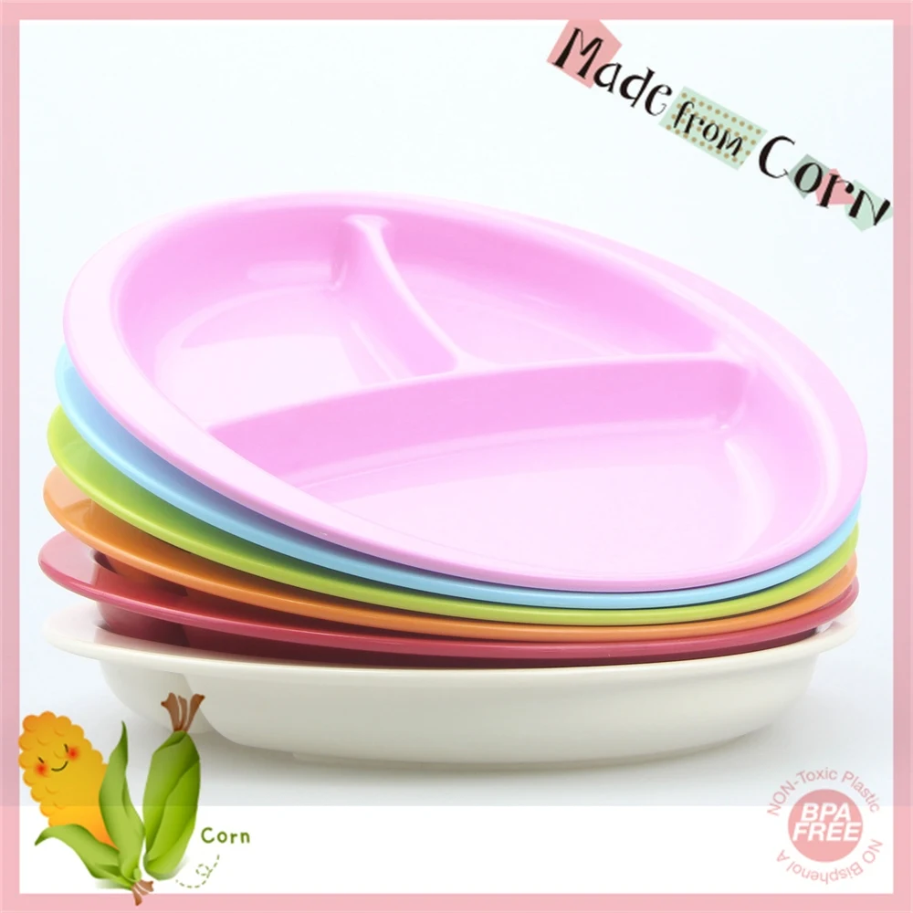 Plantbased Plastic Baby Round Plate Set,Ecofriendly Safety Children