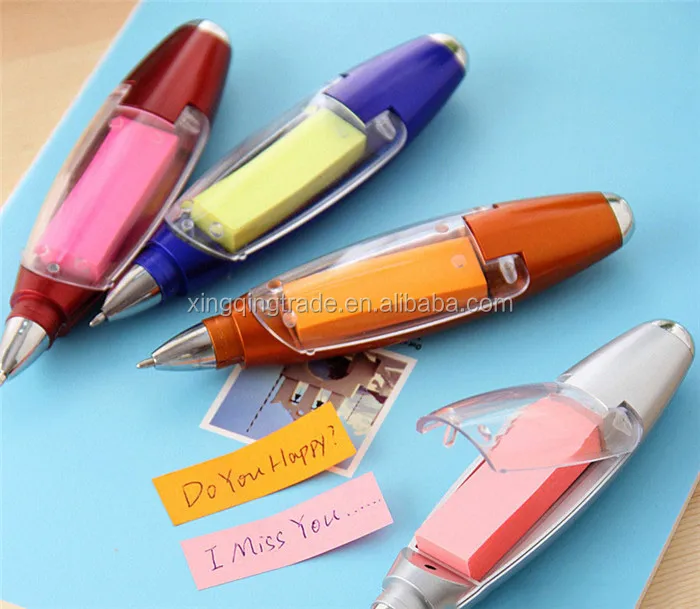 Multifunctional Promotional Ballpoint Pens Sticky Notes Led Light Pen