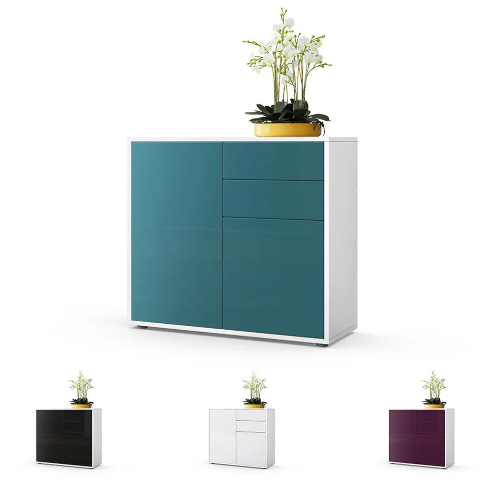 W-CB-0079 High Gloss & Natural Tones Chest of Drawers Cabinet Storage