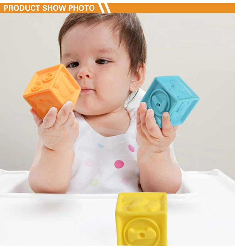 12pcs/set Baby Grasp Toy Building Blocks 3d Touch Hand Soft Balls Baby Massage Rubber Teethers