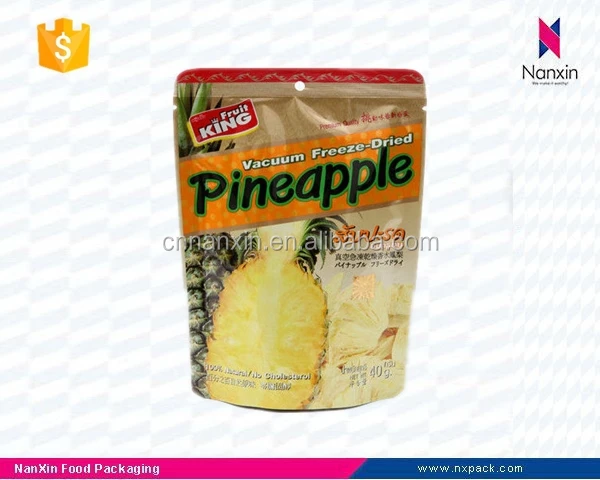 foil lined dried pineapple packaging stand up pouch
