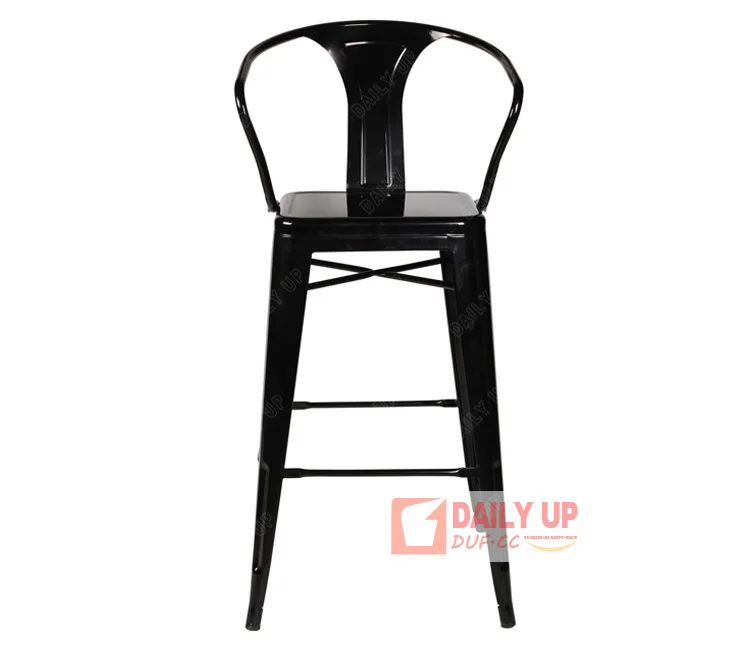 Iron Coffee Shop Chairs 75cm Metal Bar Stools China with Backrest High Chairs For Bars Using