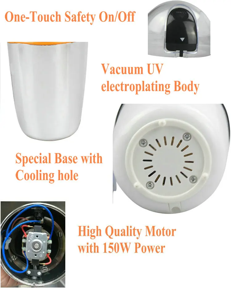 150W Visual plastic lid electric coffee grinder 830L