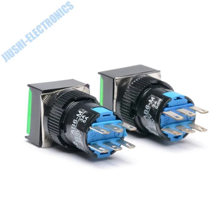 La16f22 Square Momentary Push Button Switches 16mm 2no 2nc 6 Pins