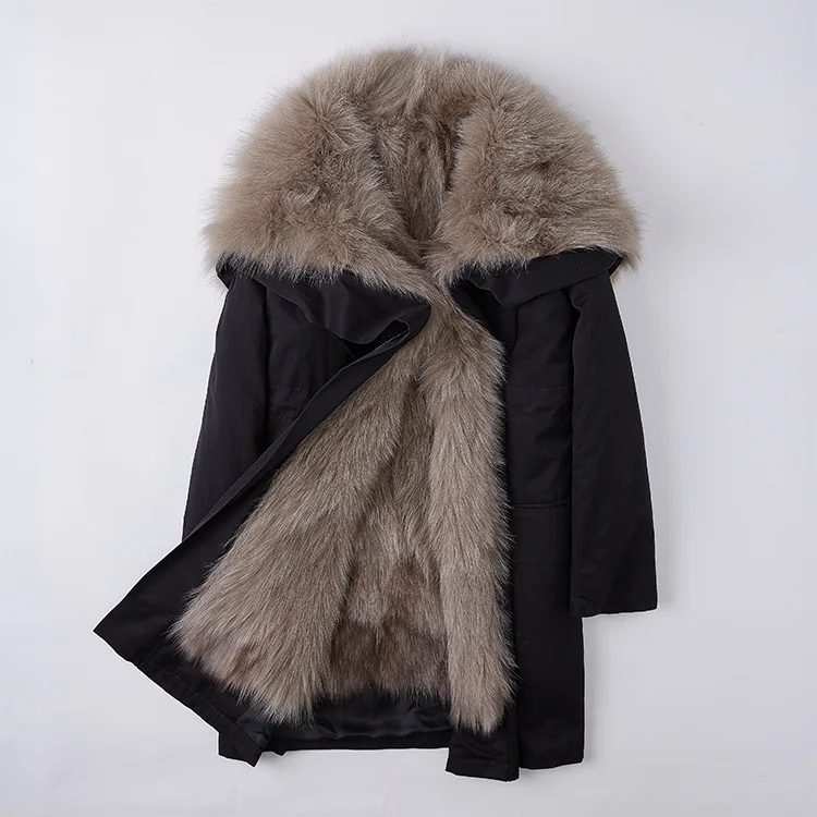 Eachoo Wholesale Custom Real Fur Lined Big Fur Hooded Parka / Women