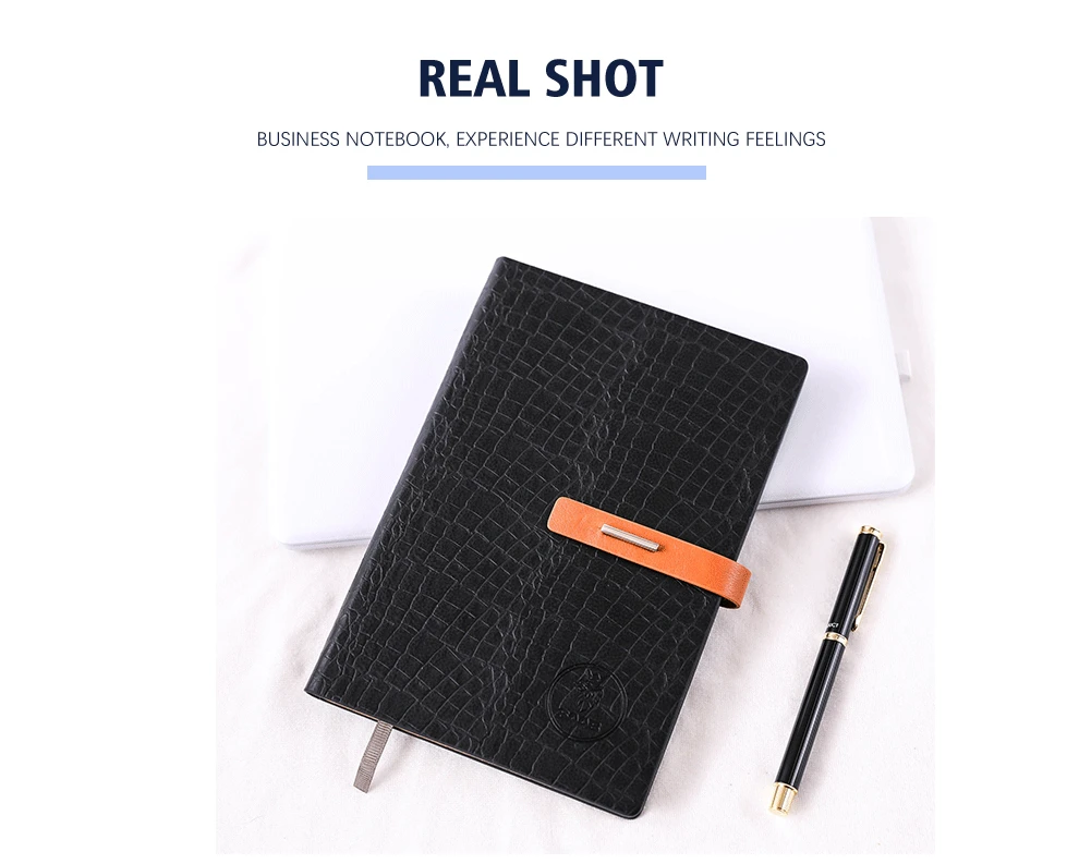 Promotional Custom Logo Paper Back A5 PU Leather Notebook With Pen