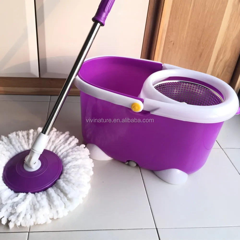 Wet Spin Mop And Bucket With Handle Press Easy Wring System And ...