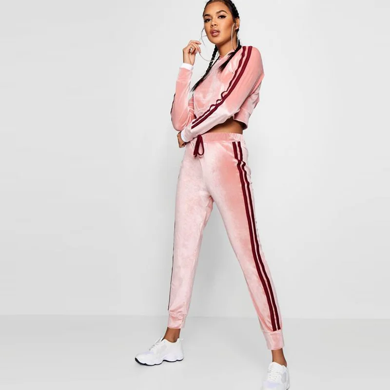 peach velour tracksuit