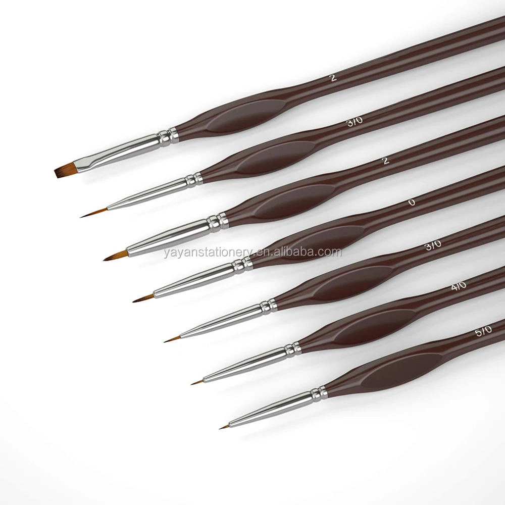 Promotional 7pcs/set Round Flat Head Golden Synthetic Acrylic Artist