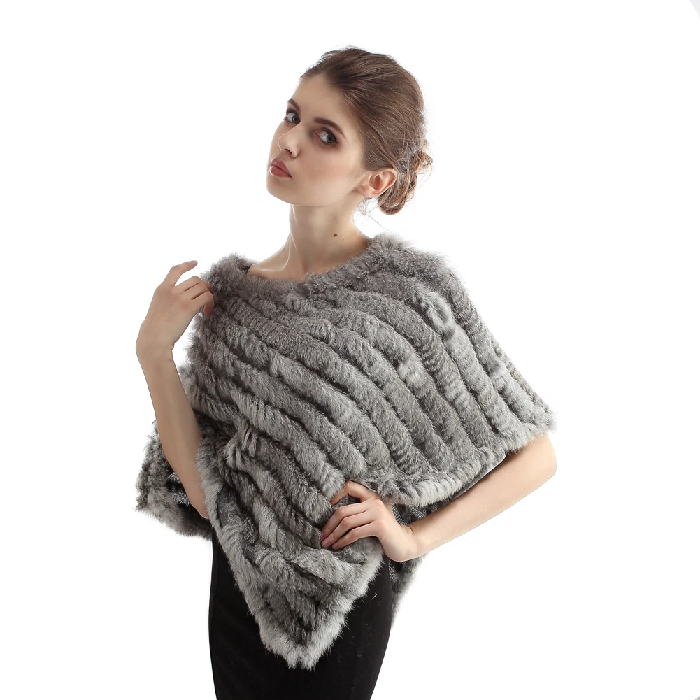 Modish Trendy Class A Quality 100 Real Rabbit Fur Shawl Women Triangle