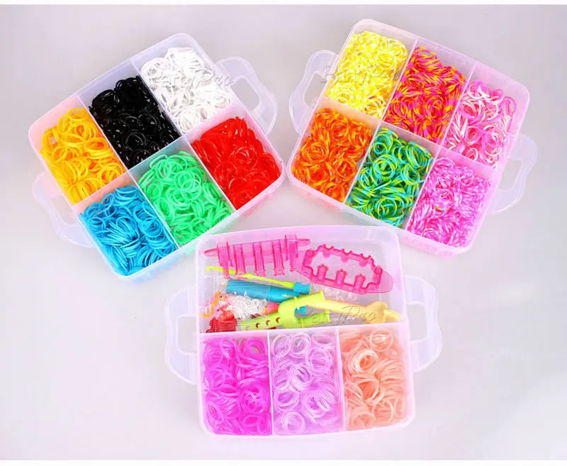 4200pcs Mini Loops Kids Diy Color Woven Elastic Bracelet Rubber Band