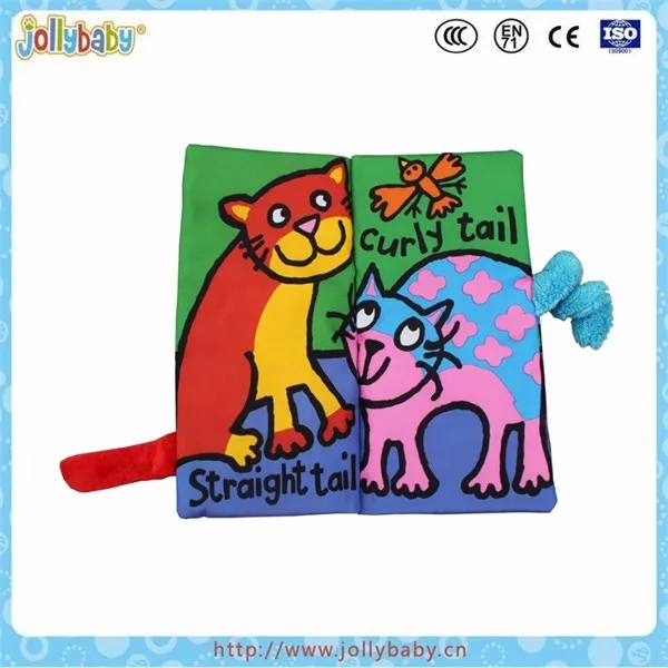Wear-resistant and bite-resistant soft baby cloth book with animal tail