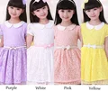 Fashion Kids Girl s Wear Short Sleeve Doll Collar Lace Mini Dress With Belt