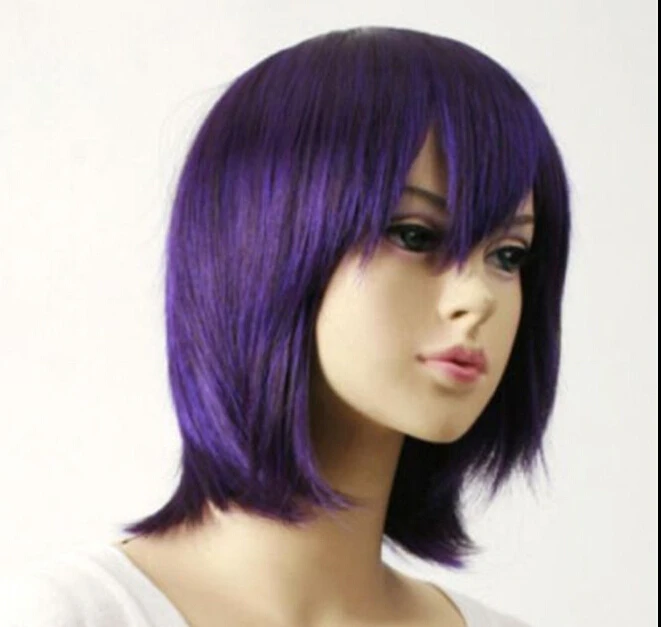 short dark purple cosplay wig