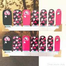 Pink Black heart cartoon cat Nail Arts Nail Sticker Waterproof Nail Decal Sticker Gel Polish French