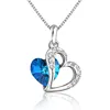 Elegant lovers jewelry blue stone gold heart necklace