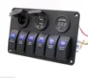 6 Gang LED Car Boat Yacht Rocker Switch Panel 2 USB Socket Power Plug Voltmeter
