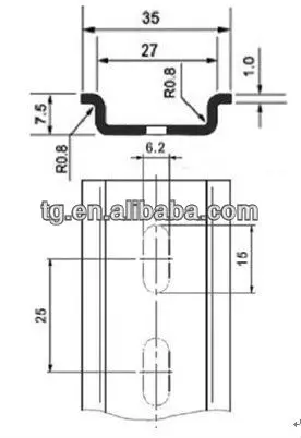 Slotted low profile 35x7.5 steel din rail