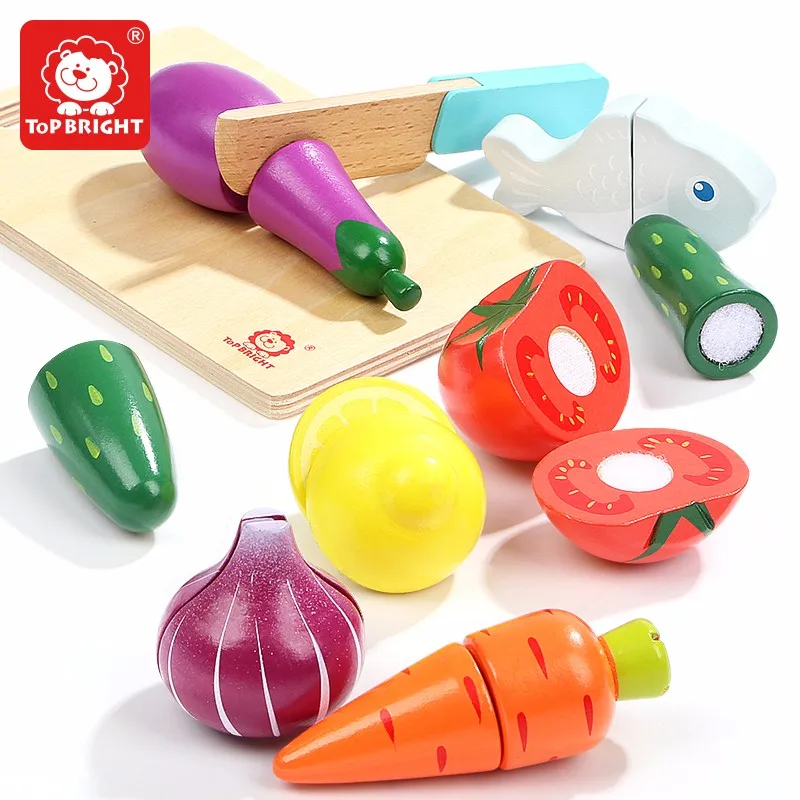 120340 Top Bright Wooden Pretend Play Kids Kitchen Cutting Food Boards ...