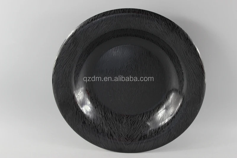 Black Plastic dinner plate Embossment deep dishes