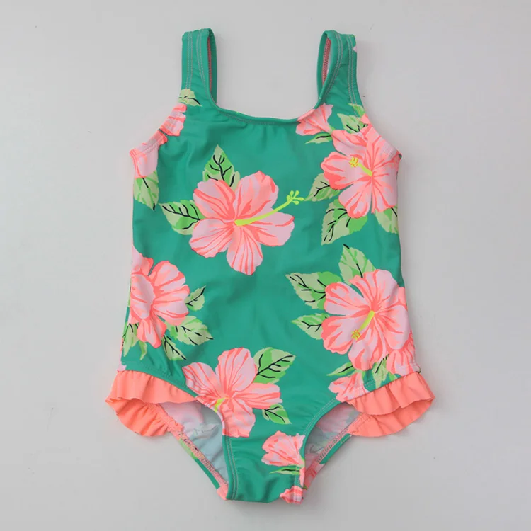 Printed Flower One Piece Child Bathing Suit Girls Swimsuits Swimwear ...