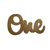 Custom Heat Transfer Iron On Silver Gold Glitter Number One 1st Birthday Number Patch