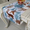 Blue and Brown Reindeer and Pine Tree Design Printed Christmas Table Runner For Indoor Table Deco Runner