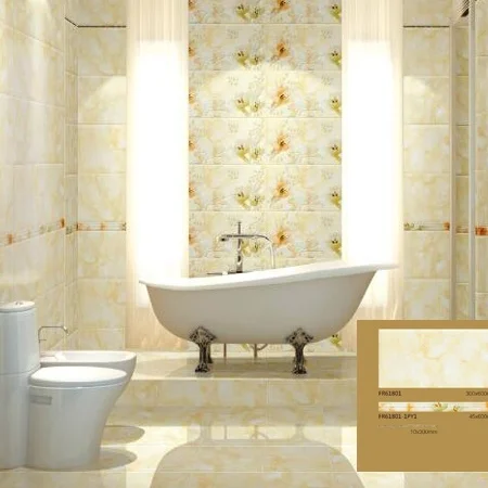 Hot 300x450 Yellow Cream Color Bathroom Porcelain Tile Floor Hot 300x450 Yellow Cream Color