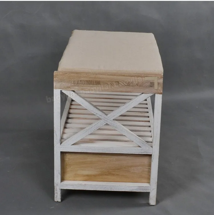 Wooden Storage Bench With Wooden Drawers