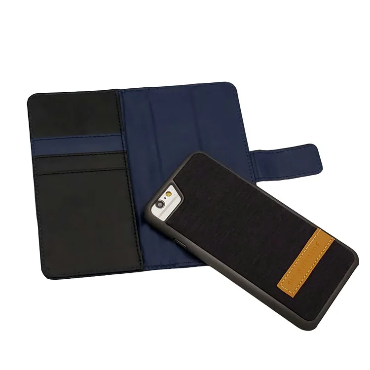 Cloth Texture PU Flip Wallet Leather Case Cover for iPhone 6 6s 7 8 Plus Card Holders Phone Cases