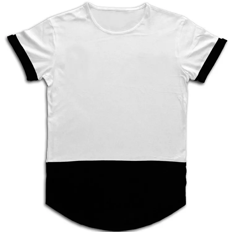 2016 Color Block T Shirt With Curved Hem Tee Men Oversized Extended T