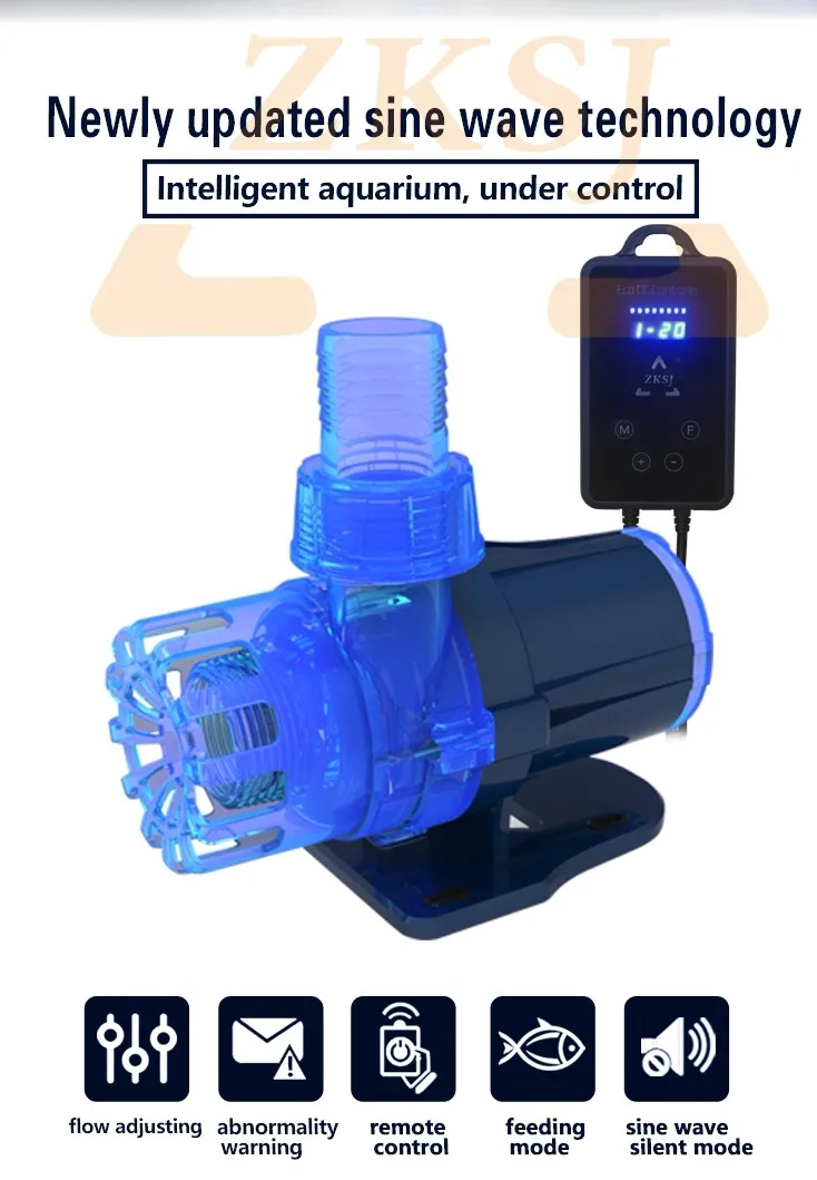 New Arrival Cross Flow Circulation Aquarium Wave Maker Pump Blue 3000