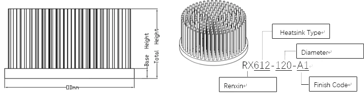 Round Aluminum Radiator - 50W LED Pin Fin Heat Sink