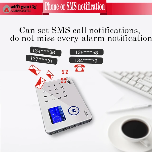 Intruder WIFI GSM Alarm System With 8 Kind of language TFT Touch Screen 3G Security Android IOS App support WIFI IP Camera