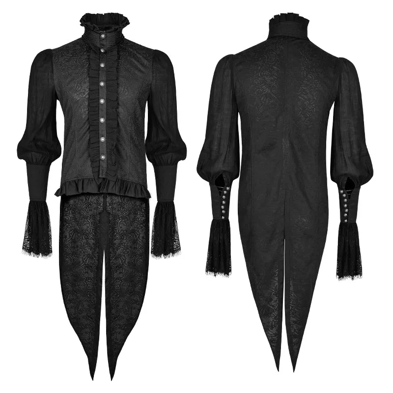 Y-739 Gothic lace puff sleeves brocade swallow-tailed men shirts