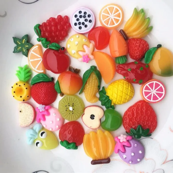 30 Pieces Pack Fruits Slime Charms With Resin Beads Of Mixed Slime ...