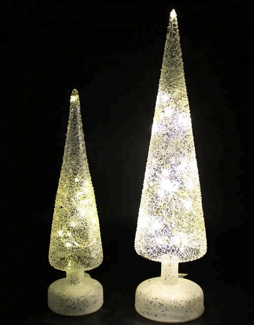 9 cm white mini glass christmas tree with led lighting glass christmas tree