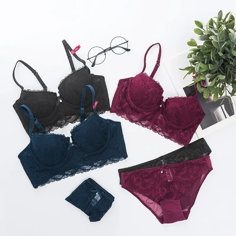 Hot Sell Red Bra Set Sexy Lace Bra And Panty Set Ladies Bra Set Stock