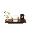 Wooden desktop set with globe and pen holder for office table use
