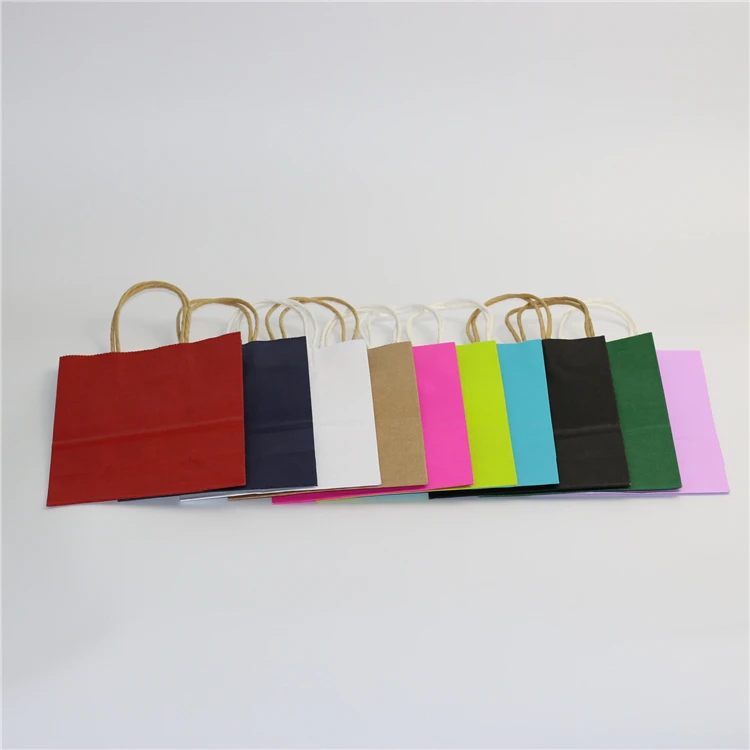 Different Color Plain White Kraft Paper Bag A4 Size With Paper Rope ...