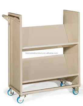 Steel Book Cart Carrier Conveyor With Wheels V Shape Steel Book Cart Carrier Conveyor With Wheels V Shape Bookend