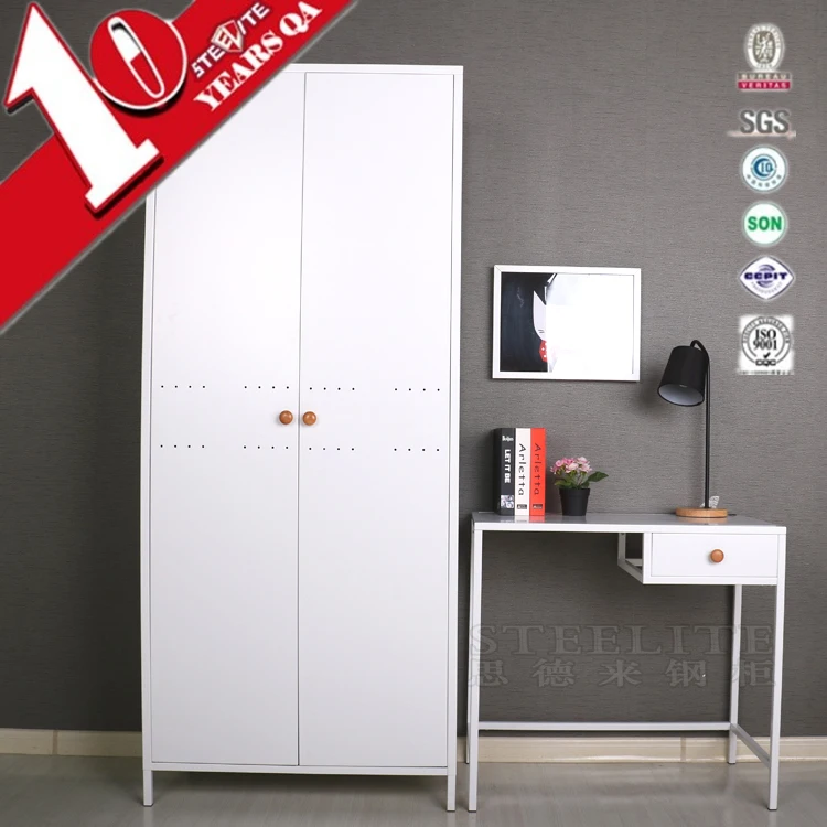 Modern Apartment Used White Designer Almari Metal Small Wardrobe