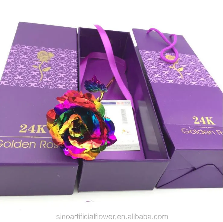 Wholesale 24K Golden Carnation Gift Box Packing Valentines Day Golden Rose Gift 