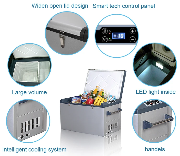 Dc 12v/24v Automatic Changeover 62l Mini Portable Ice Cream Freezer