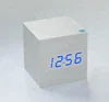 2018 Promotional Gift Voice Control Digital Alarm Clock Multifunctional Small Cube LED USB Wooden Clock for Home Office