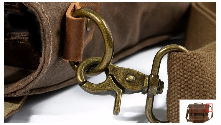 Vintage crazy horse wax canvas shoulder men messenger bag