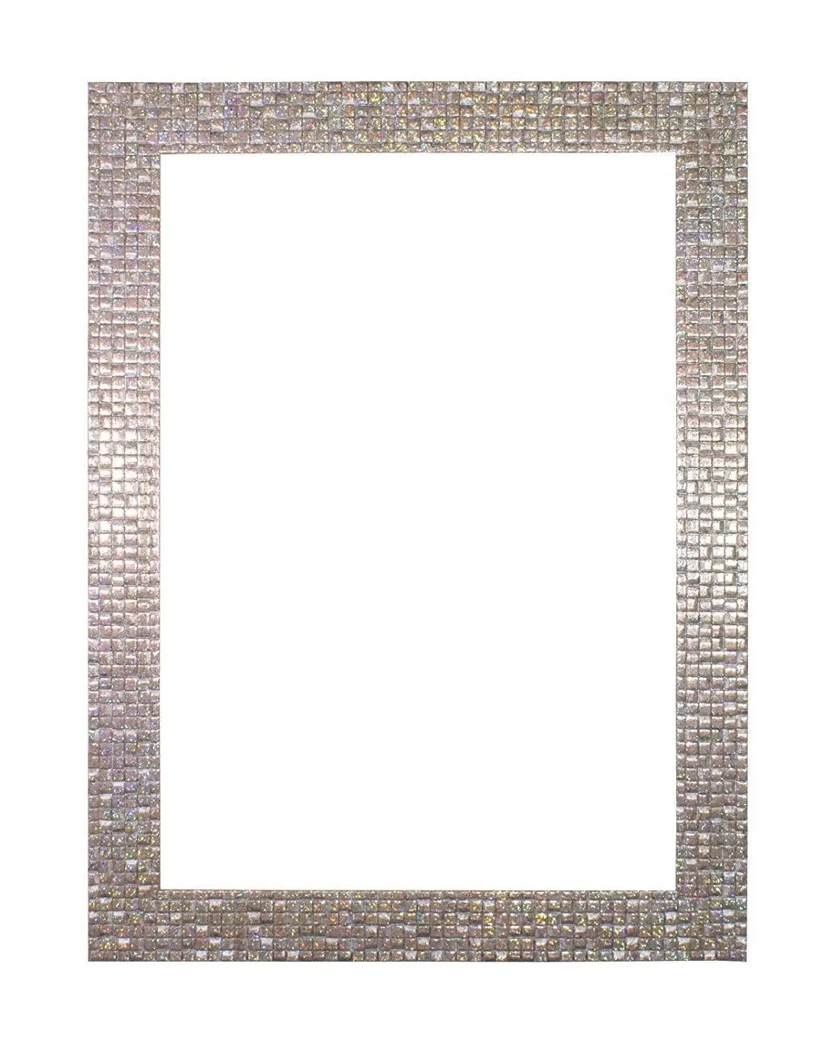 Paintings Frames Flat Bright/Mirror Effect/Pop Star Picture/Photo/Poster Frame MDF Backing Board Hang/Stand Styrene Perspex Sheet Moulding Measures 28Mm Wide & 16Mm 14"X11" Pearl Silver Bling