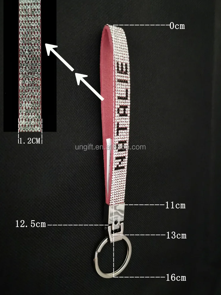 Wholesale Pu Keychain With Rhinestone Wristlet Keychain With Custom