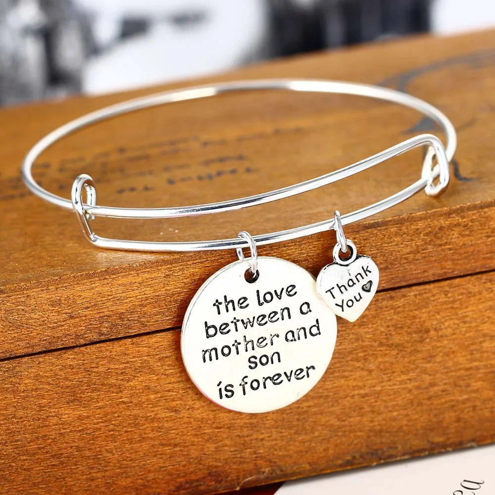 Whole Love Between Mother And Son Bracelet Heart Thank You Charm B1271 2